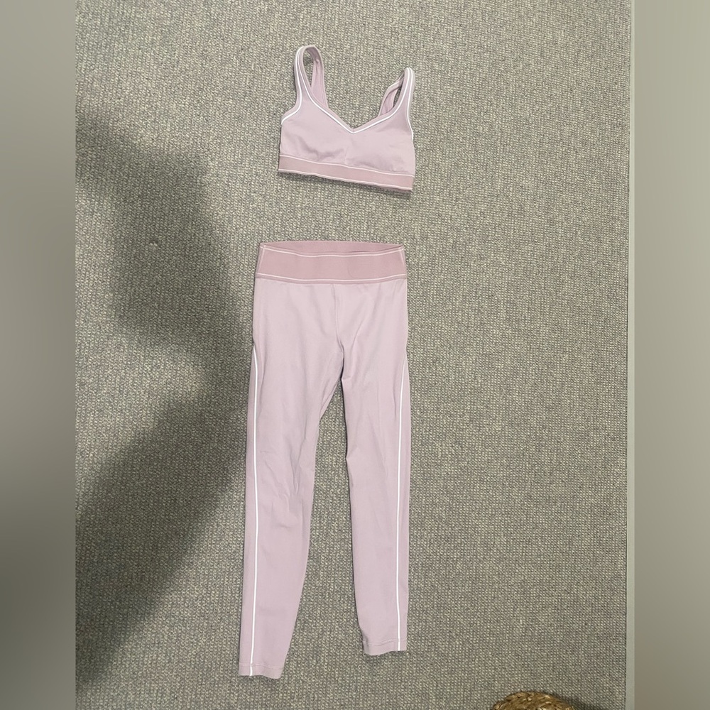 Life dusty pink Aritzia Sports Bra and Leggings Set